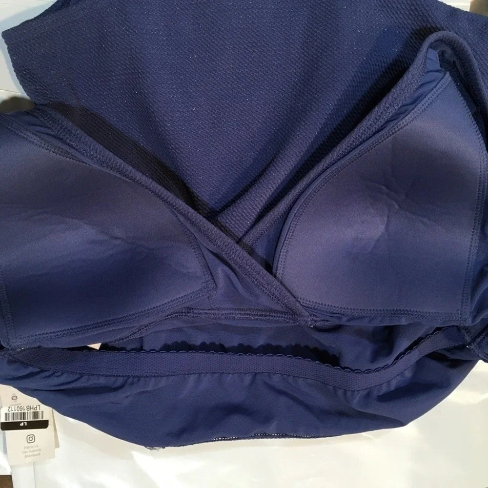 Lands End Tummy Control Metallic One Piece Swimsuit Womens XL 18 Blue UPF 50 - Picture 12 of 14